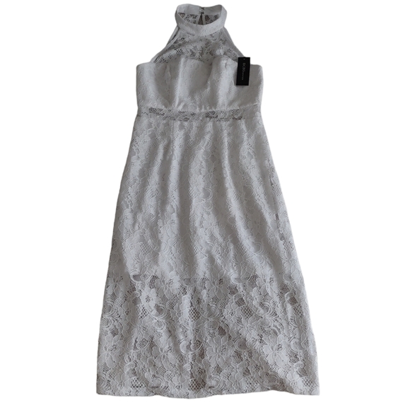 NWT BCBGeneration Size 6 Optic White Floral Lace Sheer Halter Sleeveless… - Picture 1 of 12